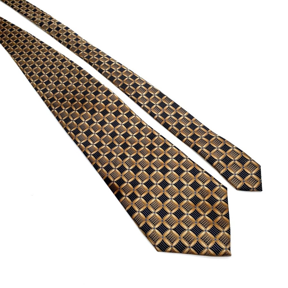 Protocol Mens Necktie Accessory Office Work Casual Dad Gift Polyester Gold Black
